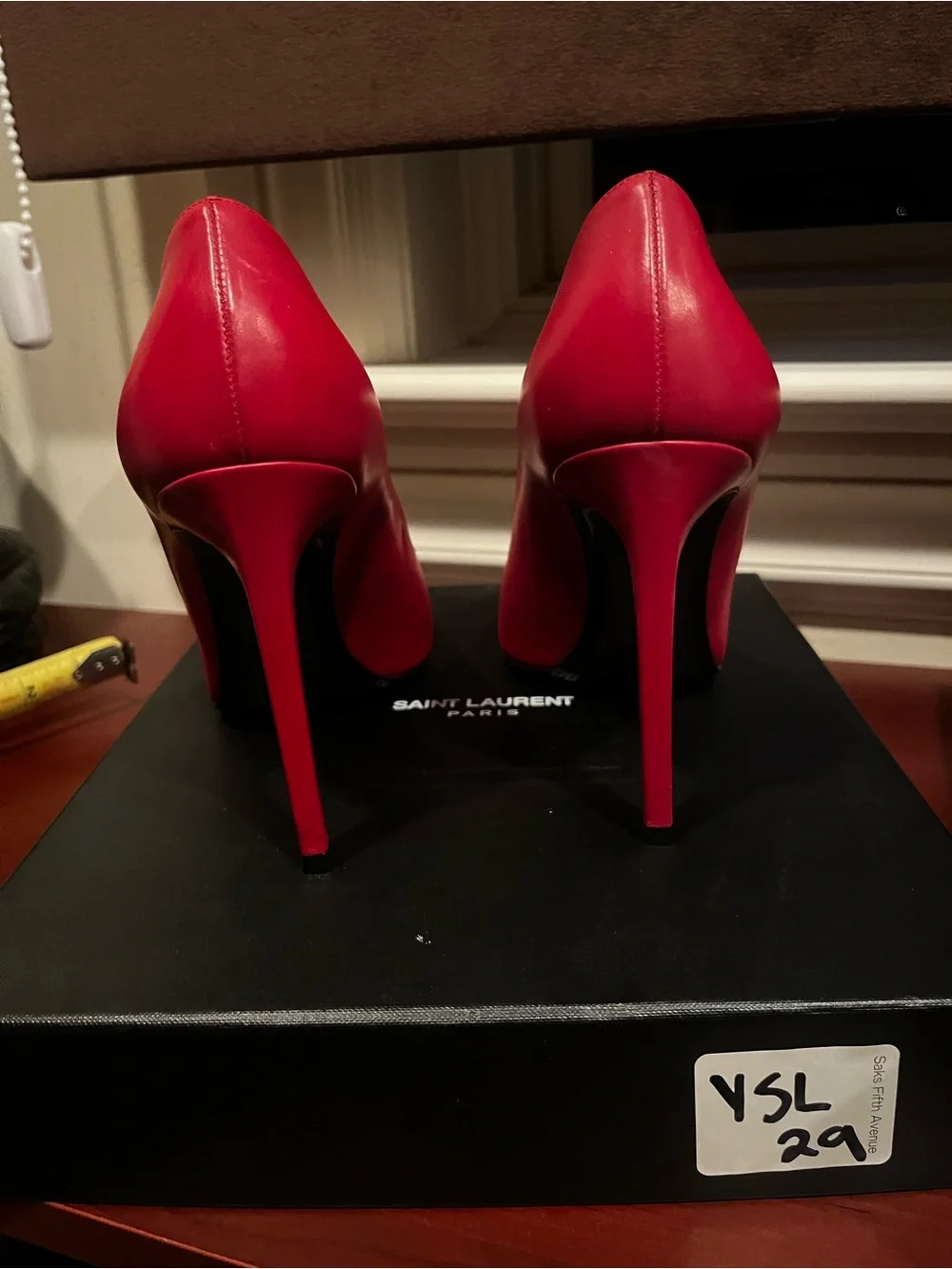 Saint Laurent Red Micro- Studded Pointed Pumps sz 39 - Picture 7 of 12
